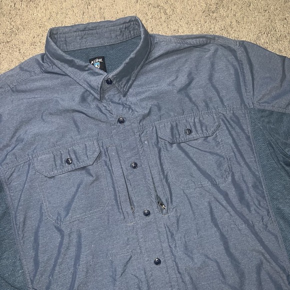 Kuhl Shirt Mens 2XL Blue Airspeed Short Sleeve Outdoors Vented Button Up - Picture 1 of 6